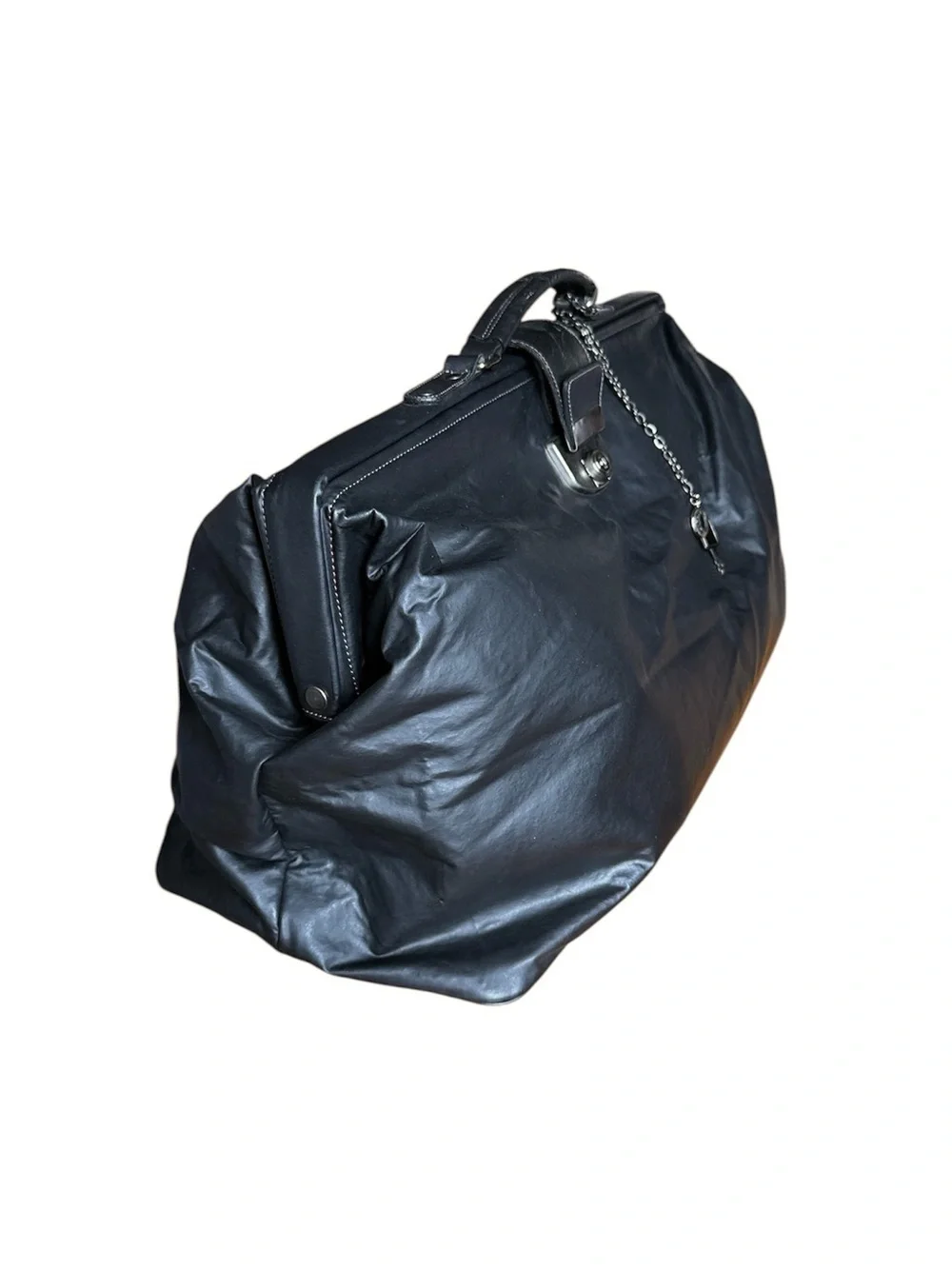 Rare Jean Paul Gaultier Large Black Leather Doctor Bag Physician Bag Weekend Bag